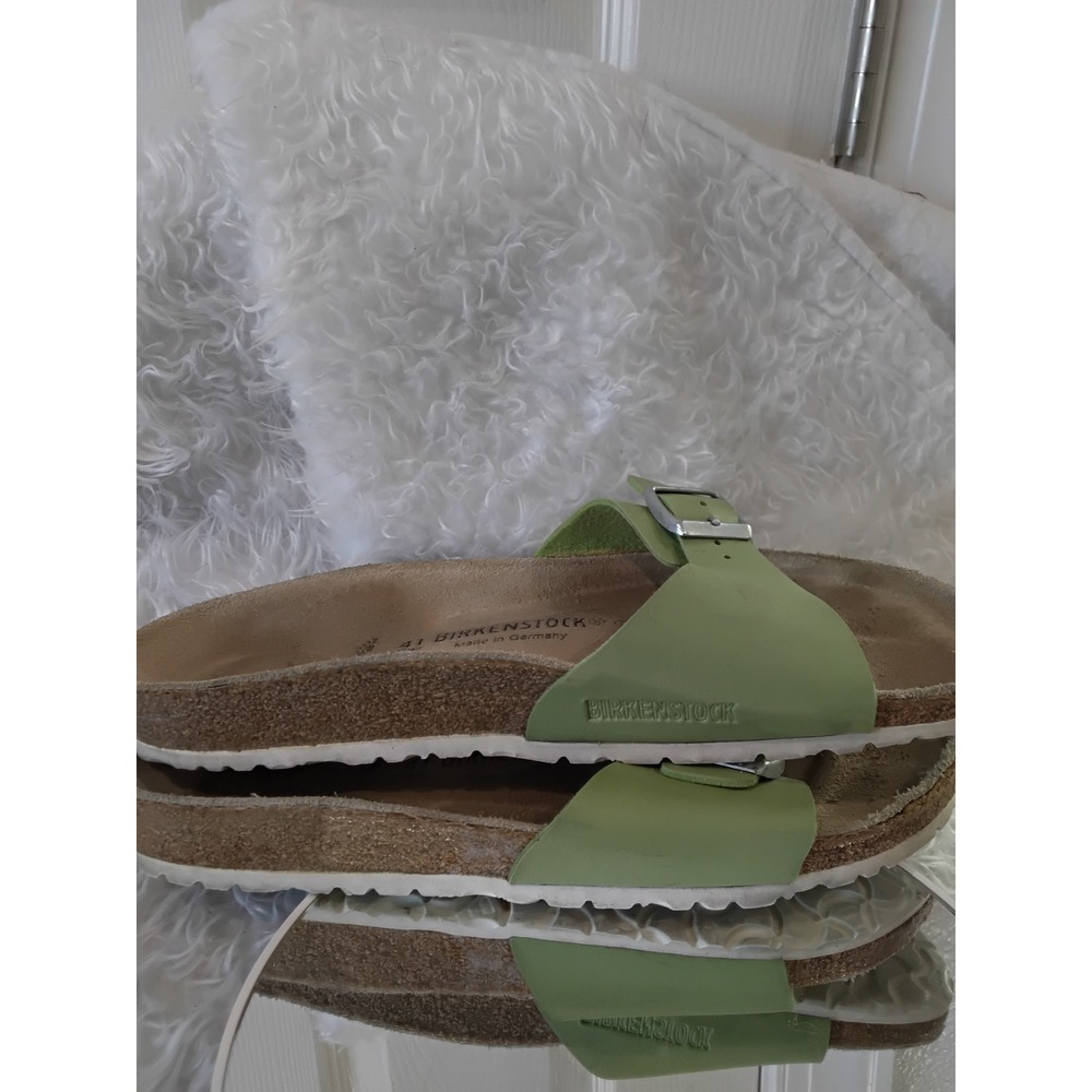 Birkenstock Arizona Sandals Light Green Leather Buckle Comfort Size 41 - Picture 5 of 7